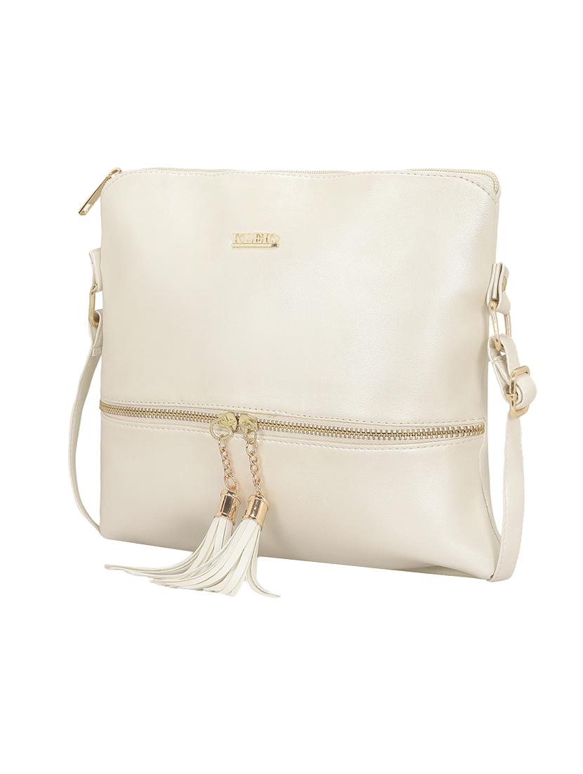 white leatherette (pu) regular sling bag - 15893340 - Zoom Image - 4