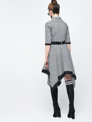 asymmetric tie belted checkered dress - 15894124 - Standard Image - 4