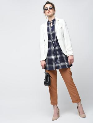 checkered pin tucks detail tunic - 15894148 - Standard Image - 4