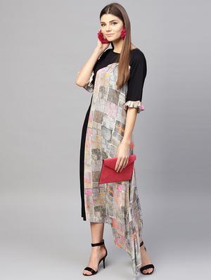 asymmetric printed dress - 15894309 - Standard Image - 4