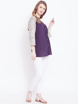 faux button detail raglan sleeved top - 15897107 - Standard Image - 4