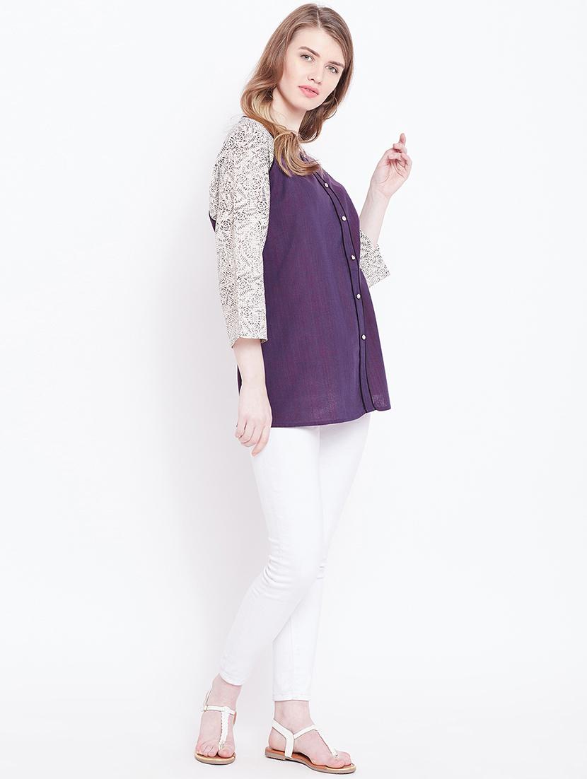 faux button detail raglan sleeved top - 15897107 - Zoom Image - 4