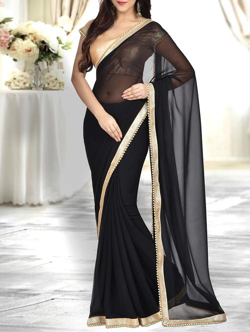 pearl lace border saree with blouse - 15897204 - Standard Image - 1