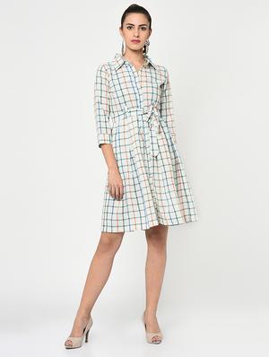 checkered tie belted dress - 15897377 - Standard Image - 4