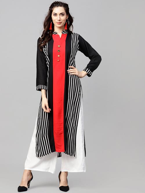 Stripes straight kurta - 15897806 - Standard Image - 1
