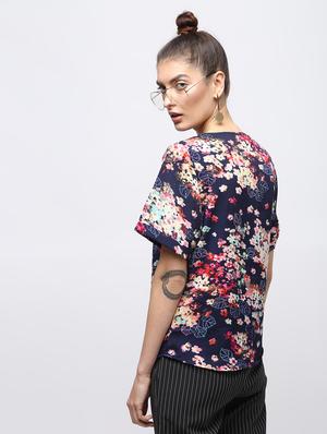 pleated floral lace trim top - 15897845 - Standard Image - 4