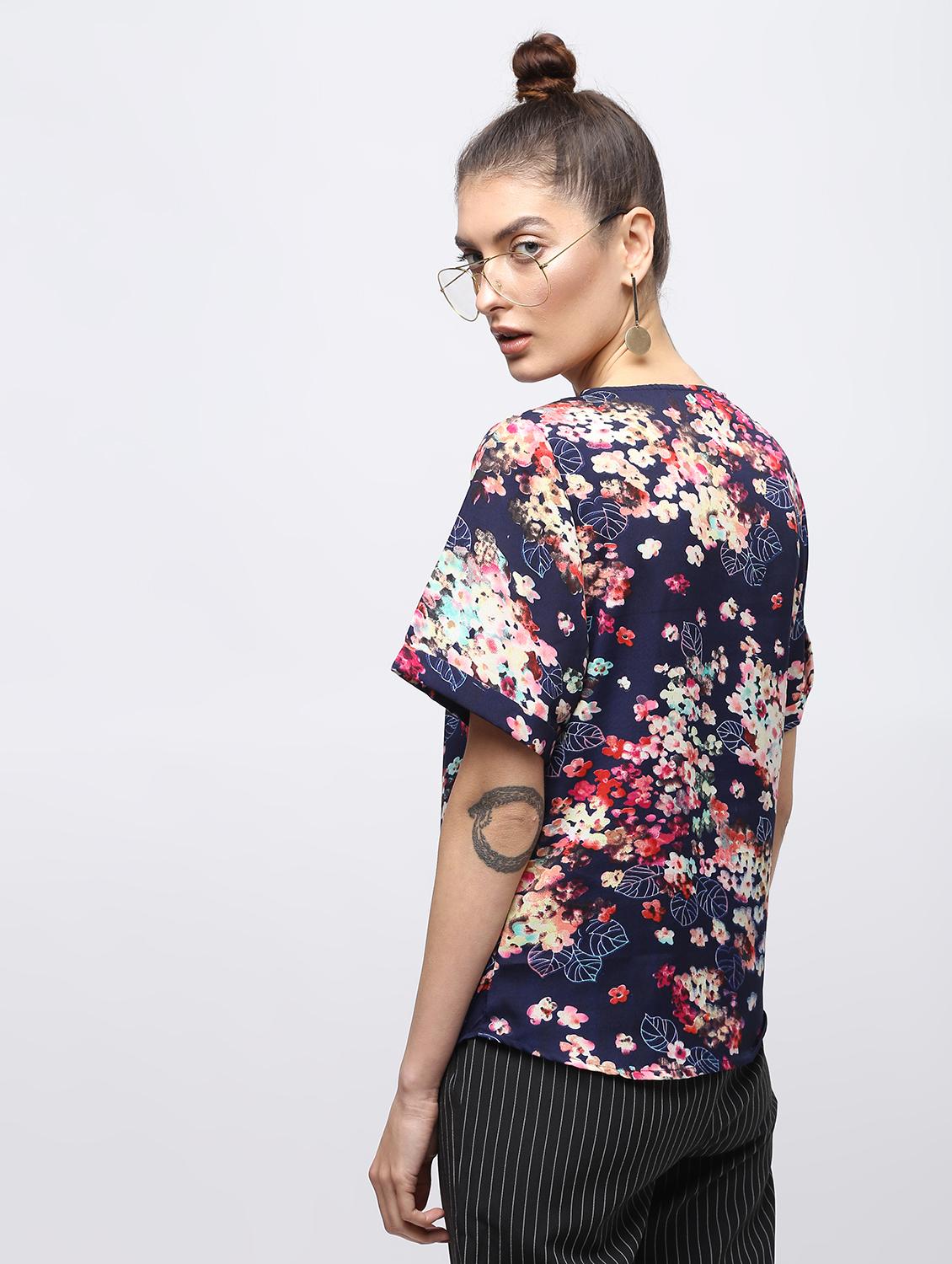 pleated floral lace trim top - 15897845 - Zoom Image - 4