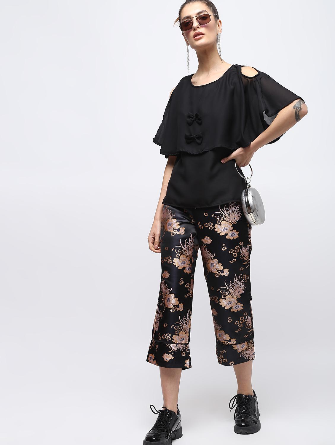 bow detail cold shoulder overlay top - 15897850 - Zoom Image - 4