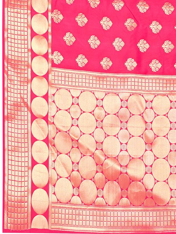 floral zari motif banarasi saree with blouse - 15898591 - Zoom Image - 4