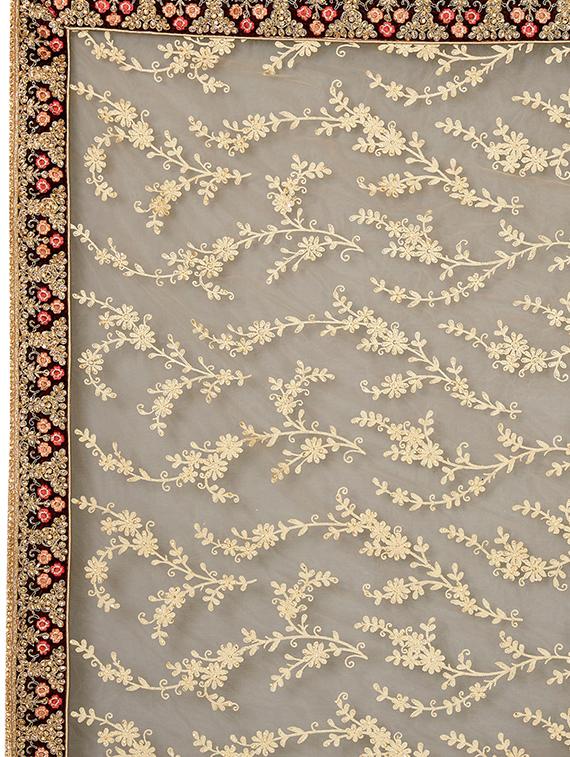 floral resham embroidered saree with blouse - 15898595 - Zoom Image - 4