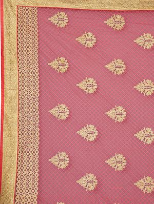 resham embroidered pink saree with blouse - 15898603 - Standard Image - 4
