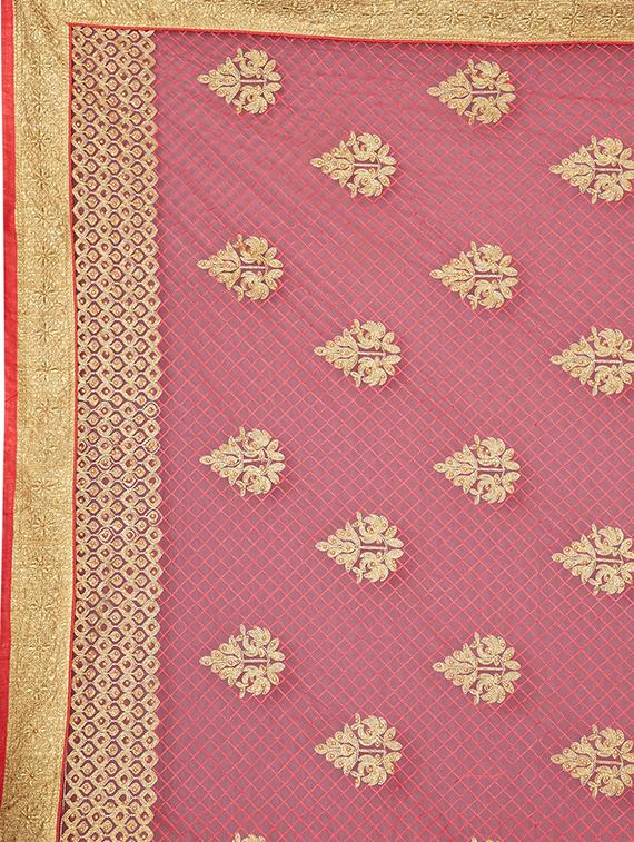 resham embroidered pink saree with blouse - 15898603 - Zoom Image - 4