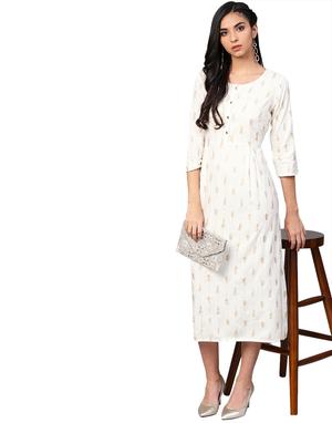 button detail a-line dress - 15900704 - Standard Image - 4