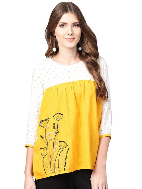 embroidered gather detail top - 15900711 - Standard Image - 1