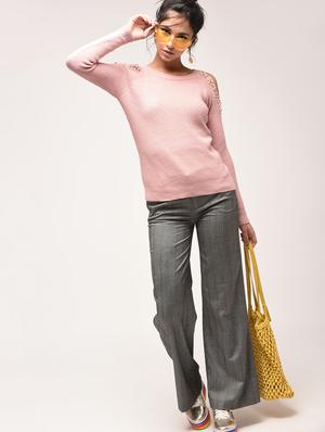 pearl embellished cold shoulder pullover - 15900914 - Standard Image - 4