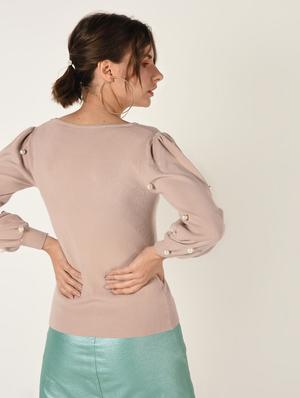 pearl embellished puff sleeved pullover - 15900934 - Standard Image - 4