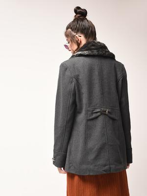 fur collar double breasted coat - 15900956 - Standard Image - 4