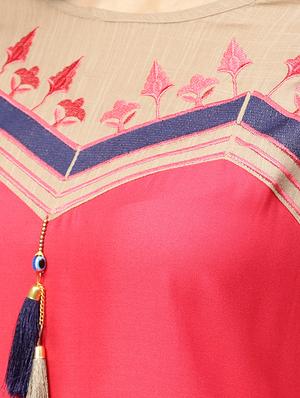 a-line embroidered kurta - 15901536 - Standard Image - 4