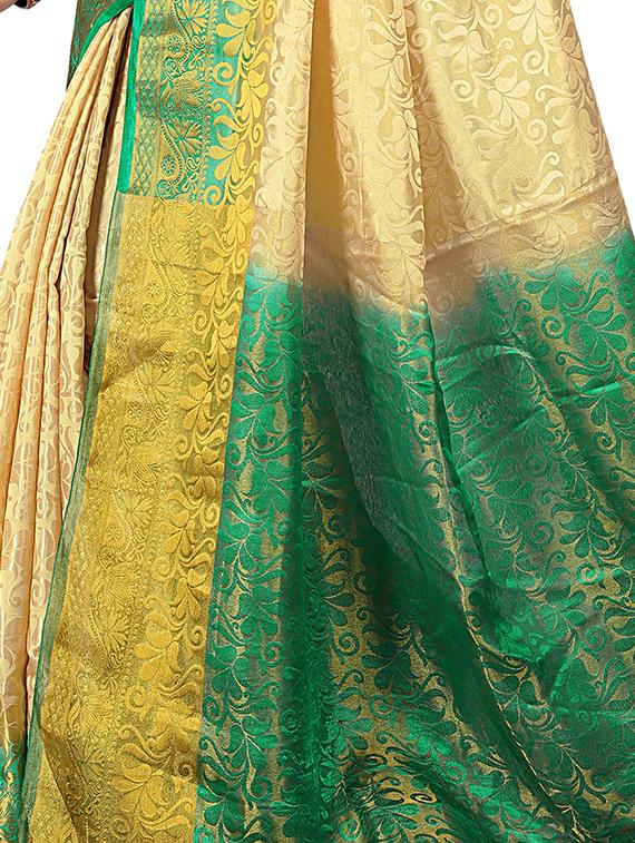 self design kanjivaram saree with blouse - 15901688 - Zoom Image - 4