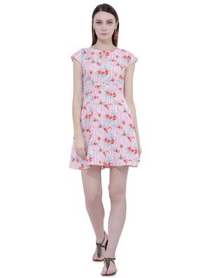 Floral key hole front flared dress - 15902028 - Standard Image - 4