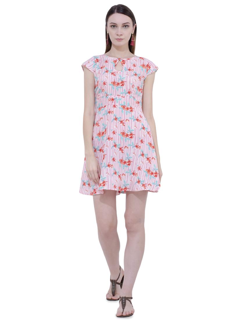 Floral key hole front flared dress - 15902028 - Zoom Image - 4