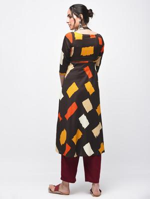 geometric printed flared kurta - 15902132 - Standard Image - 4