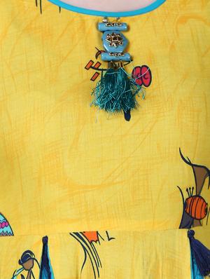 a-line printed panel kurta - 15902158 - Standard Image - 4