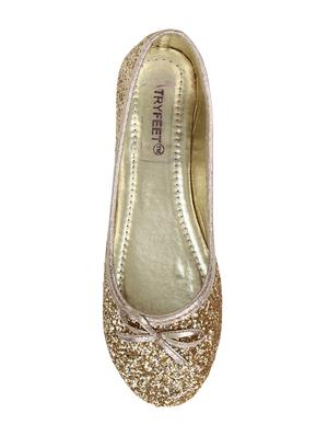 gold slip on ballerinas - 15902411 - Standard Image - 4