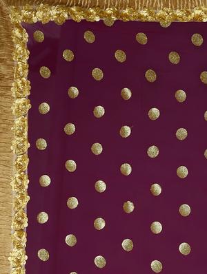Ribbon border polka dots embroidered Saree with blouse - 15902464 - Standard Image - 4