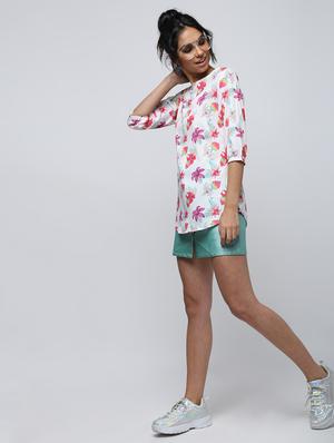 curved hem floral top - 15902816 - Standard Image - 4