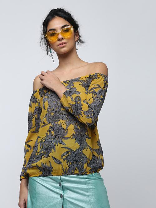 off shoulder floral blouson top - 15902828 - Standard Image - 1