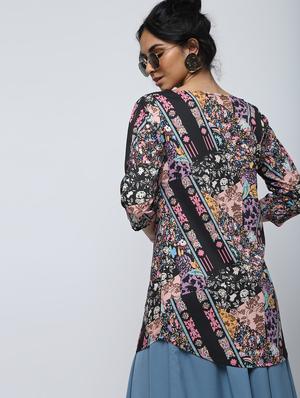 slit sleeved floral tunic - 15902837 - Standard Image - 4
