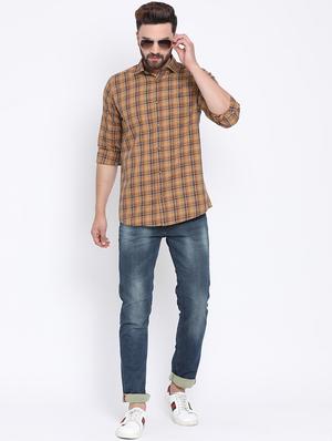 brown checkered casual shirt - 15902941 - Standard Image - 4