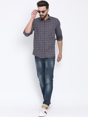 grey checkered casual shirt - 15902952 - Standard Image - 4