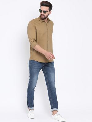 brown solid casual shirt - 15902969 - Standard Image - 4