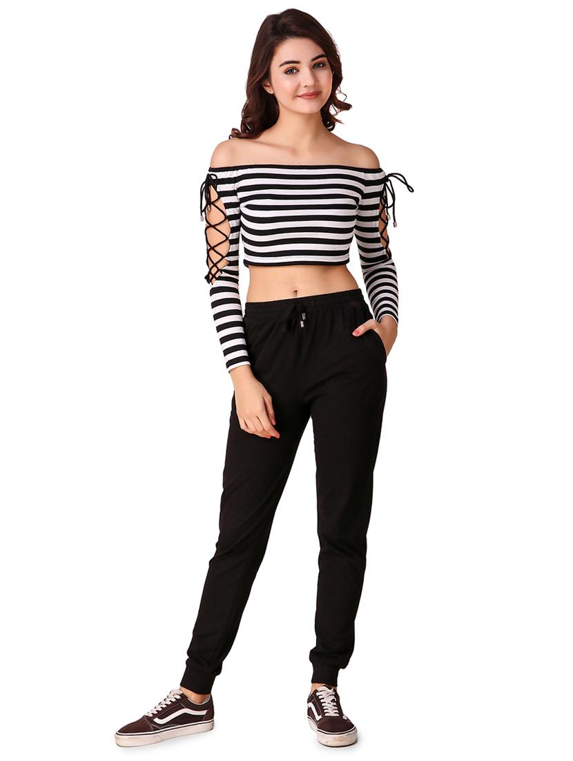 criss cross detail striped crop top - 15903237 - Zoom Image - 4