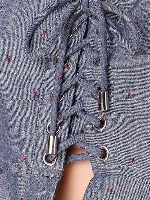 lace up detail peplum top - 15903242 - Standard Image - 4