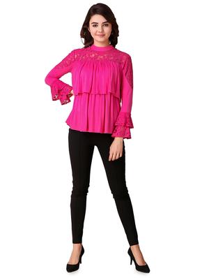 lace paneled ruffled layered top - 15903253 - Standard Image - 4