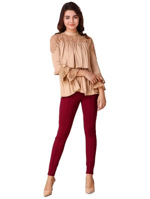 lace paneled ruffled layered top - 15903254 - Standard Image - 4