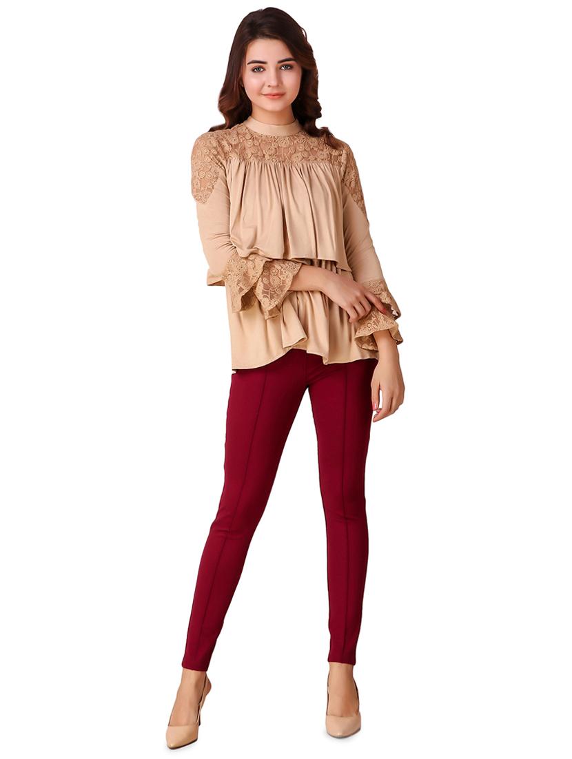 lace paneled ruffled layered top - 15903254 - Zoom Image - 4