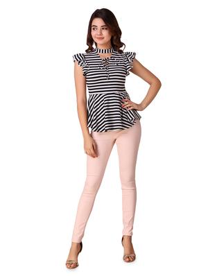 ruffle sleeved striped peplum top - 15903268 - Standard Image - 4