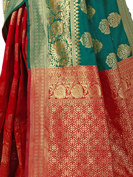 self design banarasi saree with blouse - 15904165 - Zoom Image - 4