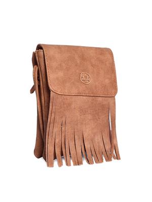brown leatherette (pu) regular sling bag - 15905314 - Standard Image - 4