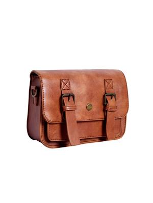 tan leatherette (pu) regular sling bag - 15905525 - Standard Image - 4