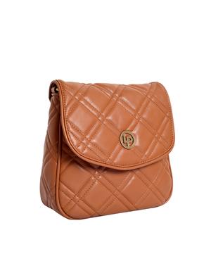 tan leatherette (pu) regular sling bag - 15905537 - Standard Image - 4