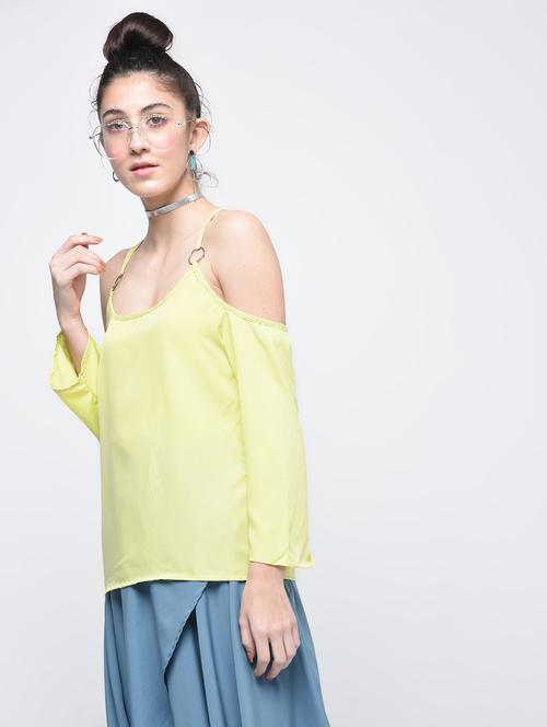 criss-cross back cold shoulder top - 15905908 - Standard Image - 1