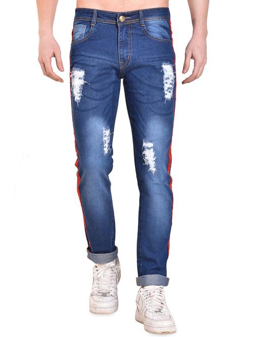 dark blue denim ripped jeans - 15906561 - Standard Image - 1