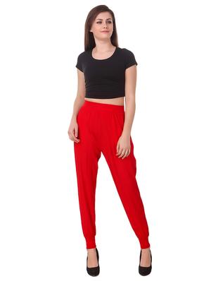 Red solid harem pants - 15906887 - Standard Image - 4