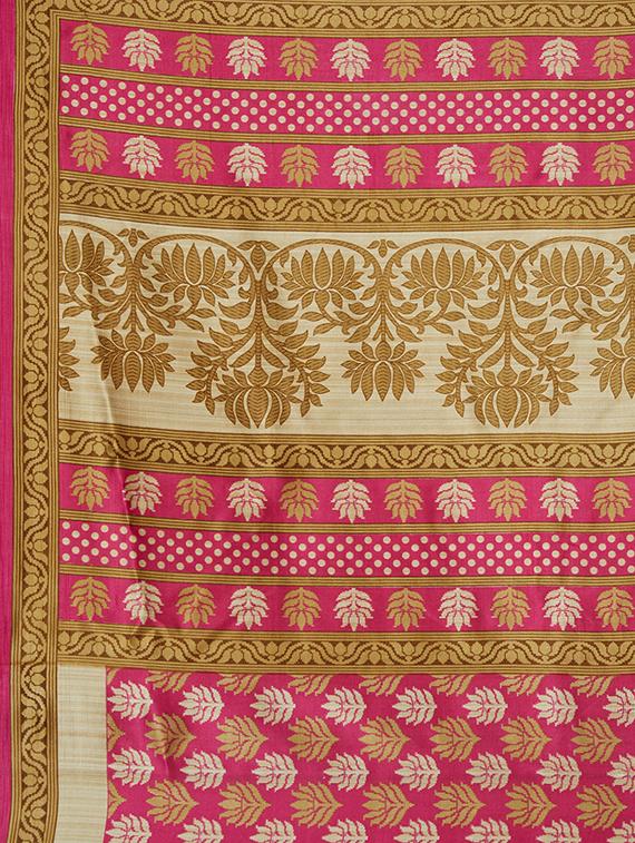 pink printed saree combo (set of 2) with blouse - 15907663 - Zoom Image - 4