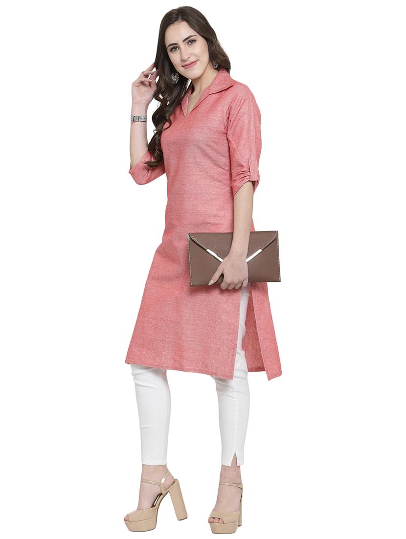 Shirt collar Straight kurta - 15907852 - Zoom Image - 4
